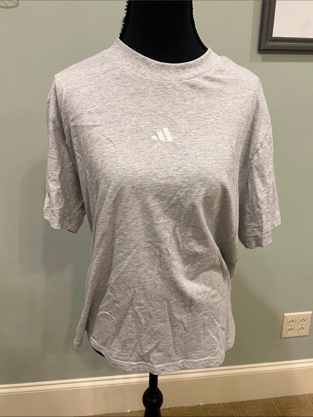 adidas Gray Crew Neck Logo T‑Shirt